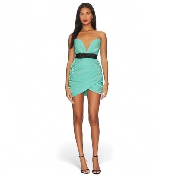 Superdown Lexi Sweetheart Mini Dress in Teal Size XS NWT Mermaid Blue Bow - Picture 5 of 14